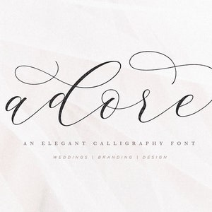 Adore Calligraphy Font, Calligraphy Font, Handwritten Script Font, Cricut Font, Font for SVG, Modern Calligraphy, Wedding Font