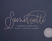 Somersette Script Font, Calligraphy Font, Handwritten Script Font, Cricut Font, Font for SVG, Modern Calligraphy, Wedding Font