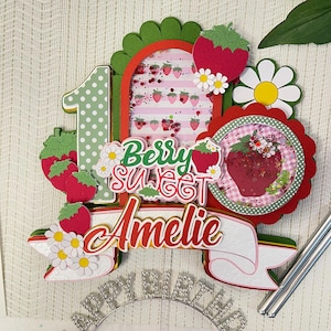 Berry first birthday cake topper, Strawberry 1st year cake topper, Strawberry party , Strawberry cake topper, Strawberry party decoration