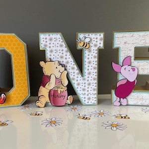 Winnie the pooh 3D letter, 3D letter, Winnie the Pooh theme letter, Birthday party, One year birthday party, Party decor, Table decor