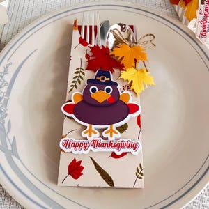Bolsa para utensilios de Acción de Gracias Porta cubiertos de Acción de Gracias, Funda para cubiertos, Elegante porta cubiertos para la mesa de la cena navideña