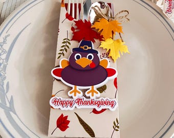 Thanksgiving Utensil Pouch: Holiday Dinner Table Cutlery Sleeve