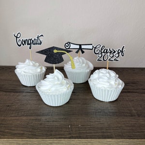 Graduation Cupcake Toppers, Set of 12, Party Decorations for Celebrating Graduates Success, Graduation Cupcake Toppers, Congrats celebration