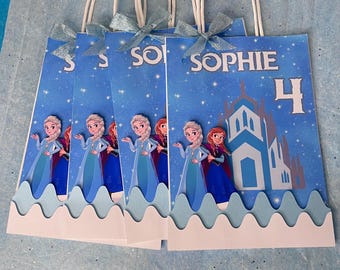 Bolsas de regalo para fiesta de Frozen, bolsas de golosinas hechas a mano en 3D, juego de 12