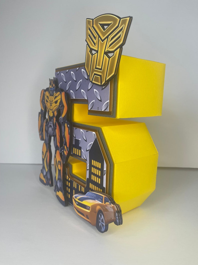 Transformers 3D Number, Transformers Birthday Party, Custom Bumblebee ...