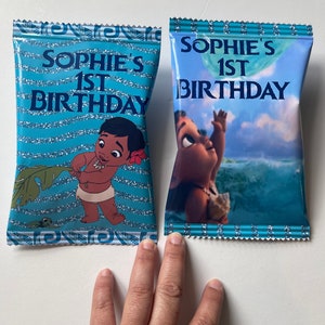 Moana birthday party, Baby Moana theme party, Moana custom chip bag,  Moana birthday decoration, Custom party decor, Moana theme party