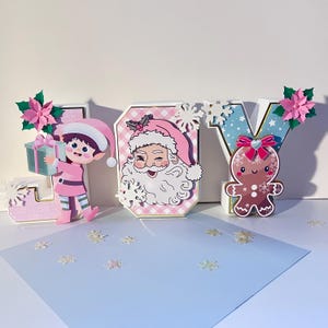 Letra 3D de Navidad, Letra 3D de pan de jengibre, Decoración de fiesta navideña, Letra 3D de alegría, Decoración de mesa navideña, Letra 3D de Papá Noel, Letra 3D de elfo