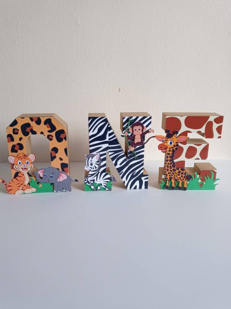 Safari 3D letter Safari theme letters Birthday party One year birthday party Wild animals Party decoration Table decoration