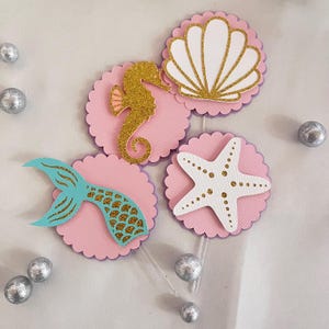 Under the sea cupcake topper, Mermaid cupcake topper, Mermaid Topper, Mermaid party decor, under the sea theme party, Set of 12