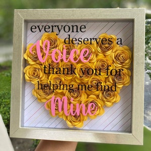 Personalized Apple Teacher Shadow Box Frame, Classroom Decor, Appreciation Gift with Paper Flowers Teacher Gift, Teacher Appreciation Gift