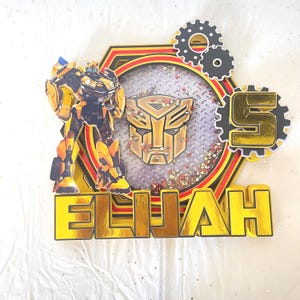 Transformers Themed Birthday Cake Topper, Personalized Bumblebee Party Decoration, Transformers Party, Bumblebee Cake Topper