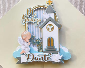 Topo de Bolo para Batismo: Decoração Artesanal para Celebração Religiosa