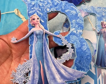 Banner de cumpleaños de Frozen: Decoración para fiesta de Elsa y Anna