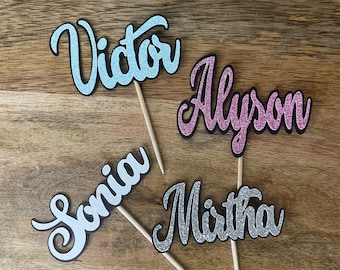 Personalized Name Cupcake Toppers: Handmade Cardstock Food Picks (Set of 12)