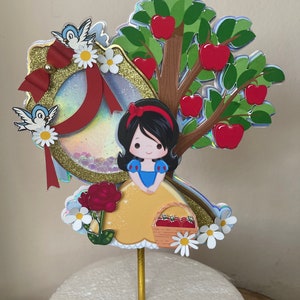 Personalized Snow White Cake Topper: Princess Birthday Party Decor