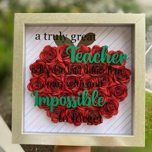 Personalized Teacher Appreciation Shadow Box with Rolled Paper Flowers, Classroom Decor Frame Gift, Teacher gift, Teacher appreciation gift