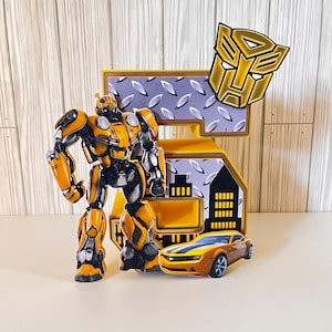 Numéro 3D Transformers, fête d'anniversaire de transformateurs, décoration de fête à thème bourdon personnalisée, fête de transformateurs, fête à thème de transformateurs
