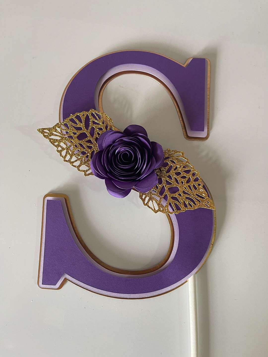 Customized Initials Raisins Personalized Initial Flower Cake Topper: Handmade Birthday Decor - Etsy