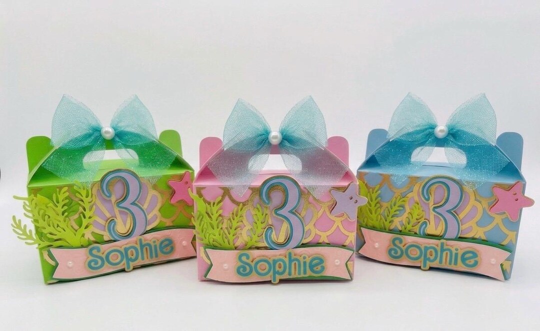 Mermaid Treat Boxes With Name Under the Sea Party Favor Personalized ...