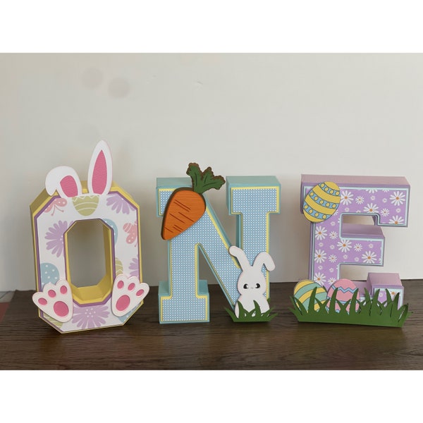 Easter 3D letters, Easter ONE 3D letters, Party decoration, Easter theme party, Easter birthday party, Personalized 3d letters, Bunny theme