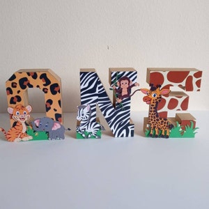 Letra 3D com tema de safári, Letra 3D Wild One, Letra 3D com tema de selva, Decoração de safári, Decoração de selva, Festa de aniversário, Animal selvagem