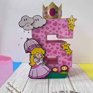 Princess Peach 3D number, 3D number, Princess Peach theme birthday, Super Mario Bros., Super Mario party, Personalized 3D number, Mario