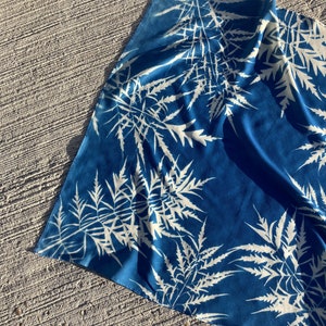 Cyanotype Soft Cotton Square Scarf with Botanical Print. Handprinted image 7