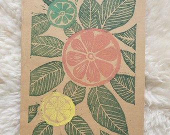 Citrus Bloom Linocut Print