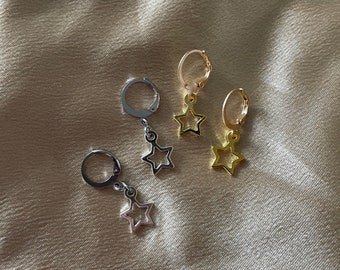 Star Charm Huggie Earrings