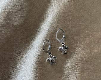 Turtle Charm Huggie Earrings