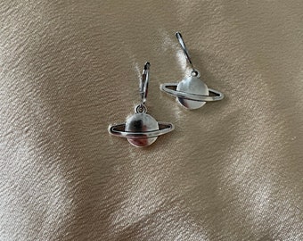 Saturn Charm Huggie Earrings