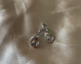 Peace Charm Huggie Earrings