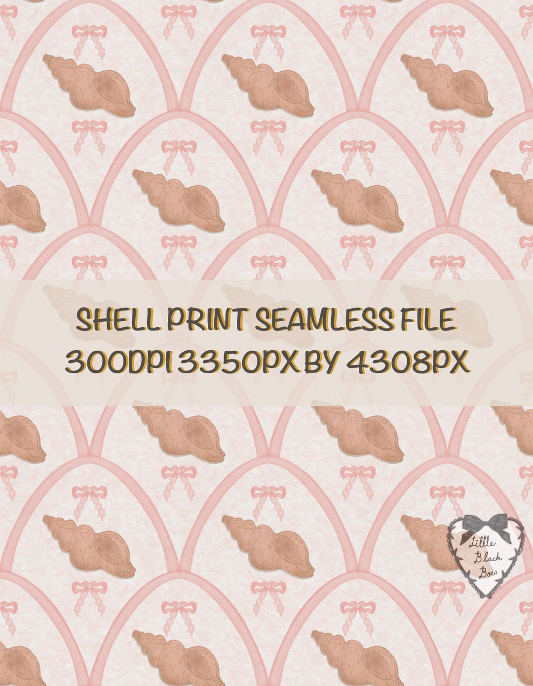 Coquette Seashell Seamless Pattern PNG | Coastal Bow Aesthetic | Hand ...