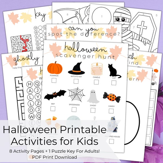 Halloween Kids Activity Pages Printable Halloween Activity - Etsy