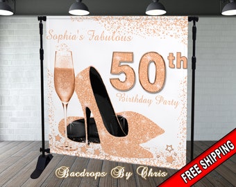 YEELE 50th Birthday Backdrop for Man 10x8ft Step and Repeat Vintage Dude Birthday Photography Background Man 50th Anniversary Photo Booth Artistic Portrait Dessert Table Photoshoot Digital Wallpaper