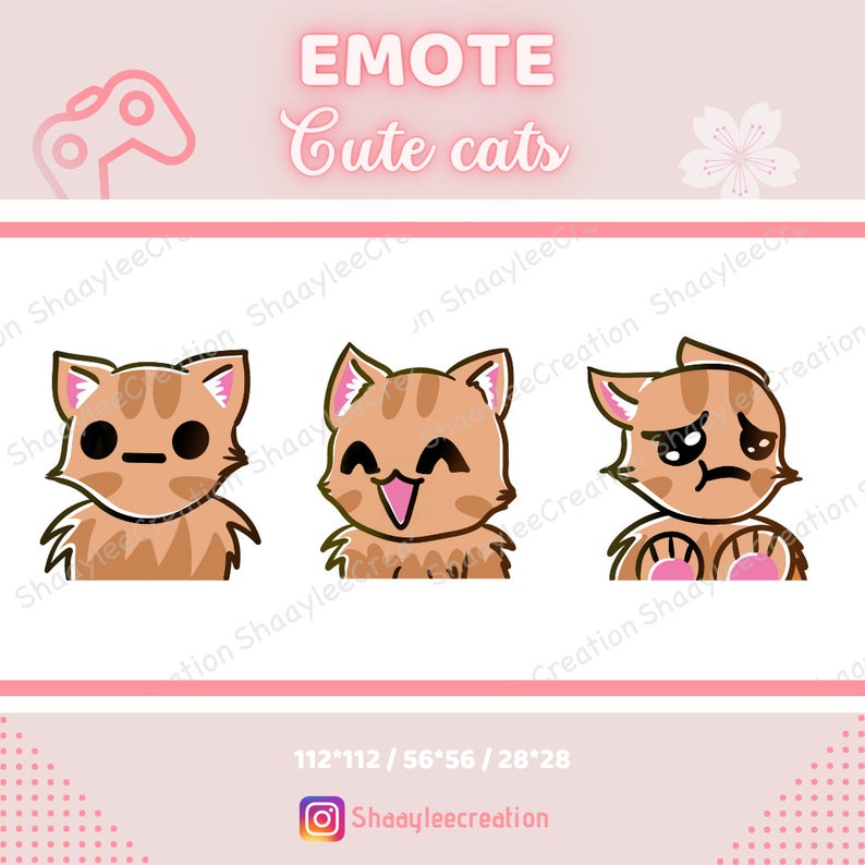 Cute Cat Emotes Package for Twitch 112x112, 56x56, 28x28, — Twitch ...