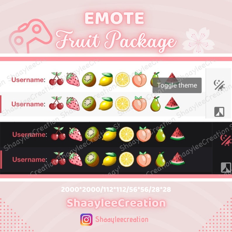 Cute Fruit Emotes Package for Twitch 112x112, 56x56, 28x28, — Twitch ...