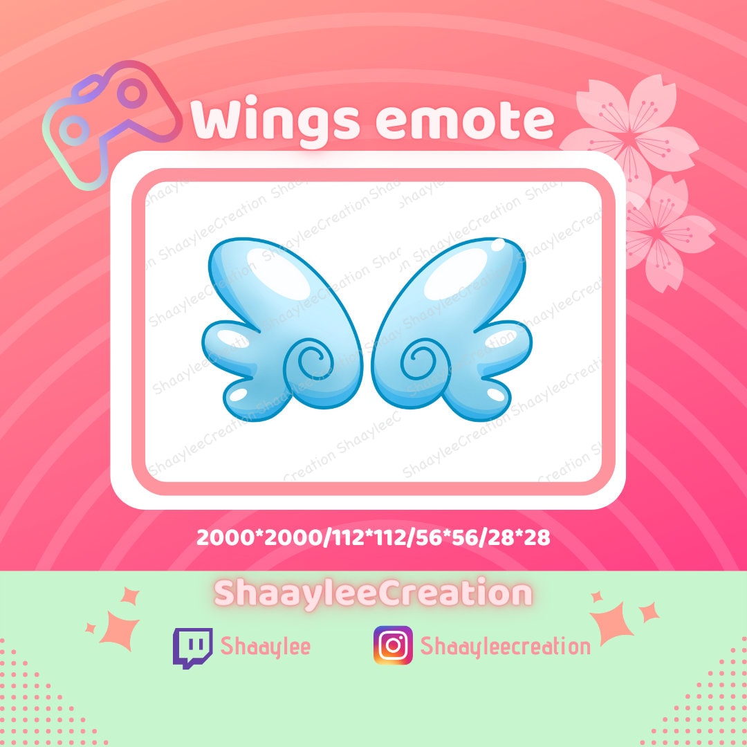 Blue Wings Emote for Twitch 112x112 56x56 28x28 Twitch Etsy