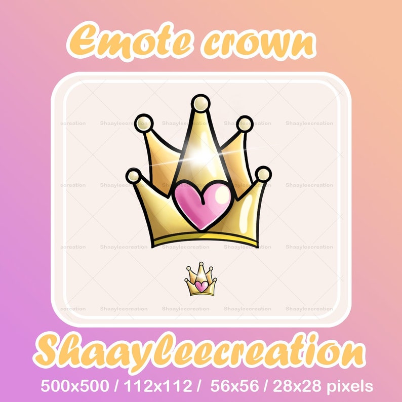 Cute Crown Emote for Twitch 112x112 56x56 28x28 Twitch - Etsy