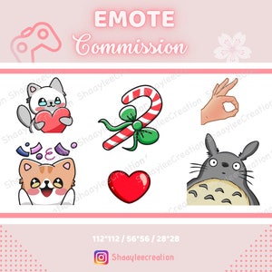 Emote Commission for twitch 112x112, 56x56, 28x28, -- Twitch, Youtube, Kawaii, Streaming, Digital Active