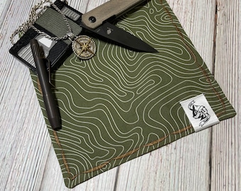 OD Green Topographic Map Topo Style EDC Microfiber Hank by Ace of Hanks