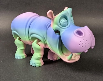 Playful Hippo Desk Pet, Available in 3 Sizes and 26+ Color Choices