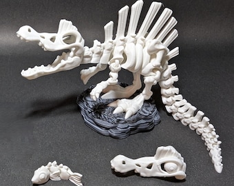 Spinosaurus Skeleton Desk Toy, Articulated 3d Print, 3 Sizes, 26+ Color Choices