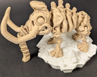 Articulated Mammoth Skeleton Fossil, 3 Sizes and 26+ Color Choices