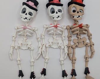 Dapper Skeleton Articulated Fridge Magnet, MultiColor and 26+ Color Choices