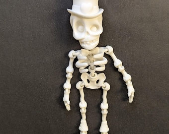 Dapper Skeleton Articulated Toy, 3D Printed to Order, 26+ Color Choices
