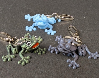 Tree Frog Articulated Keychain or Zipper Charm, Multi-Color and Single Color 3D Prints