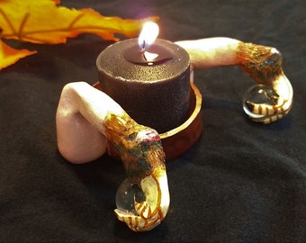 Halloween Spirit Conjuring Candle Claw and Crystal .