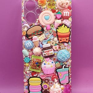 Coque de téléphone à thème alimentaire. Coque brillante. Faite main. Coque originale. Cadeau pour elle/eux. iPhone. Galaxy. Samsung. Gâteau. Pizza. Mignonne. Coque pour enfants. Goûters