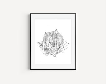 Eastern Columbia Building, Downtown Los Angeles, Iconic LA, Historic Los Angeles, LA Prints, Plein Air Pen and Ink Drawing